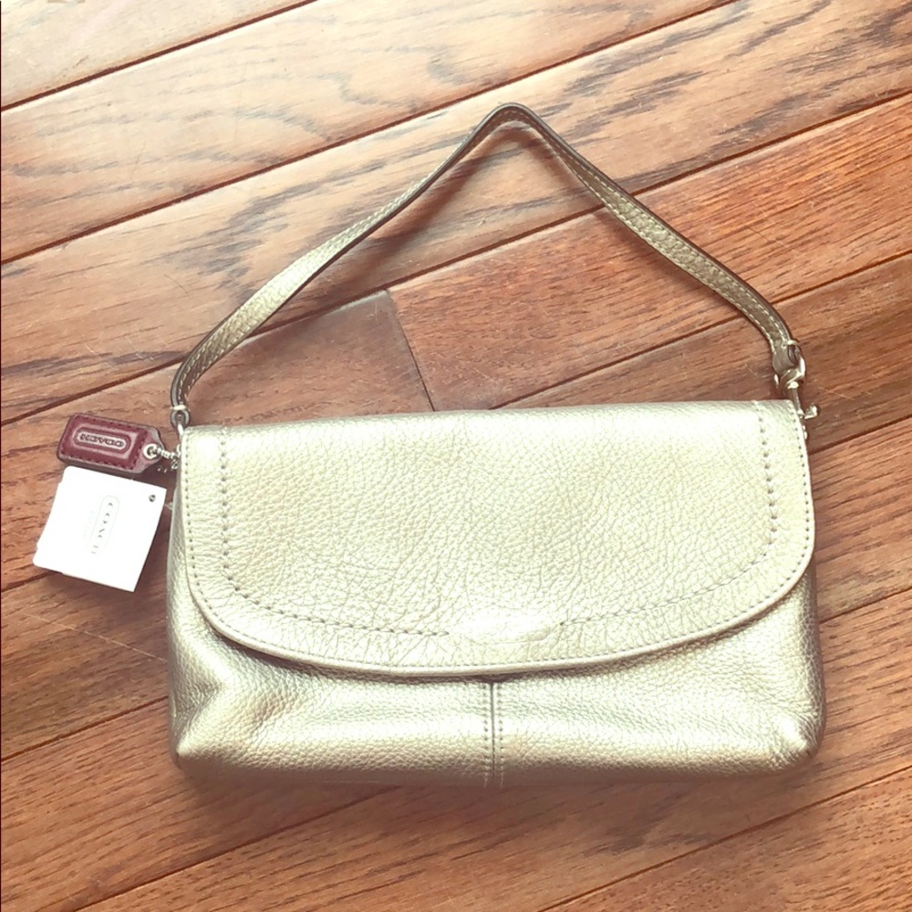Silver/pewter coach clutch